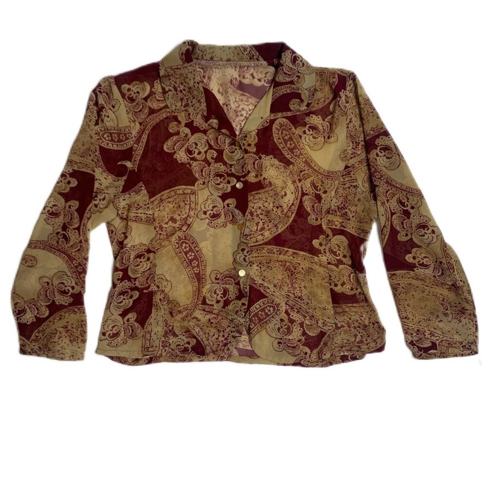 Y2K Burgundy Autumnal Charmed Regal Sheer Witchy Blouse